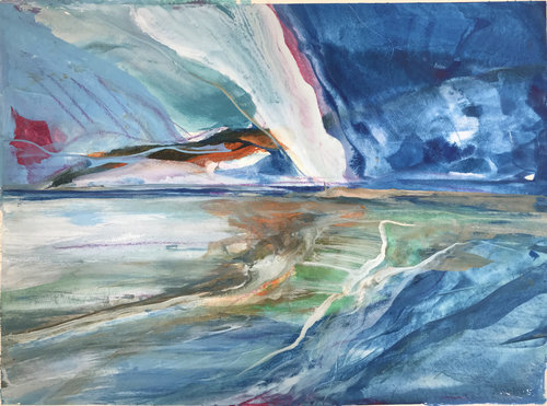  Blue Wave 12. Acrylic on paper. 22 x 30” 