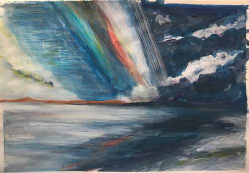  Blue Wave 9. Acrylic on paper. 30 x 40” 
