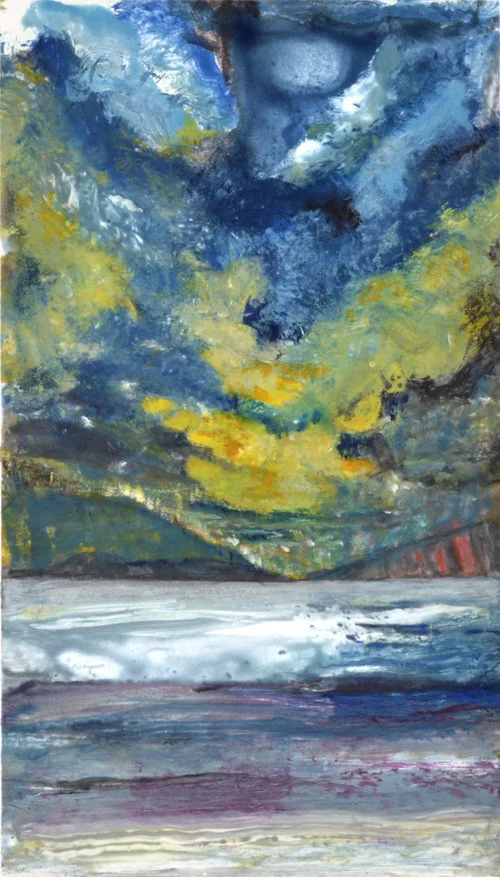 Blue Wave 1. Monoprint. 18.5 x 13".