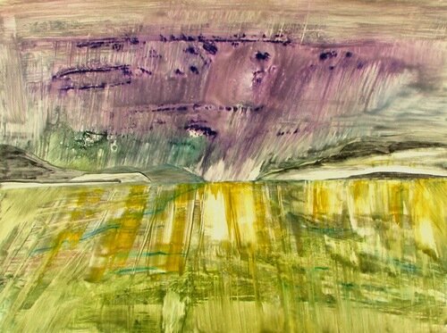 With or Without You 2 , watercolor monoprint 26 x 32"