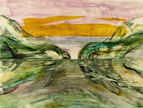 With or Without You 5 , watercolor monoprint 26 x 32"