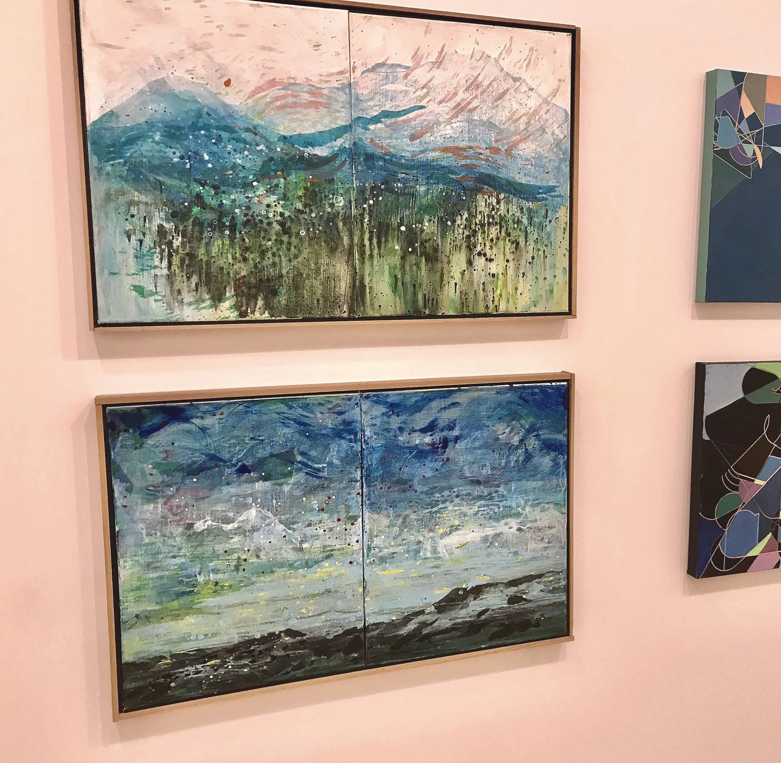 New Optics. They Painting Center. Jan 2020. Protracted Silence 19 and 20. Oil on linen. 20 x 32” ea.