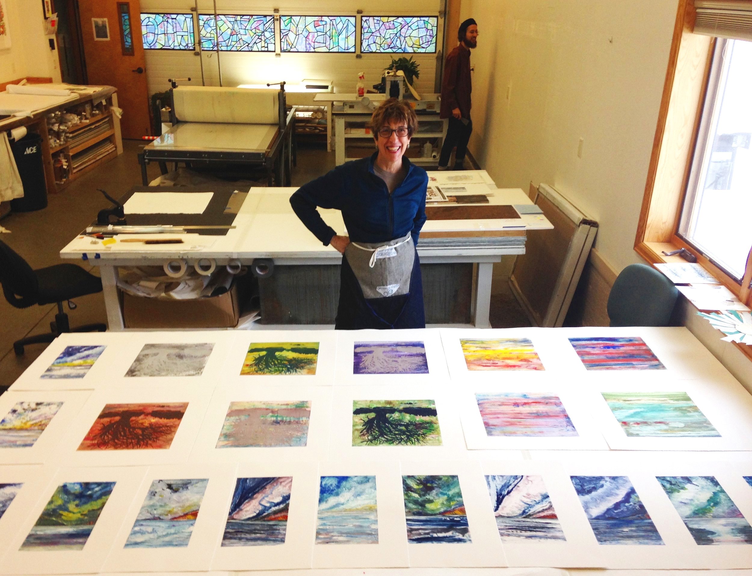 At Oehme Graphics where the Blue Wave watercolor monoprints were made.