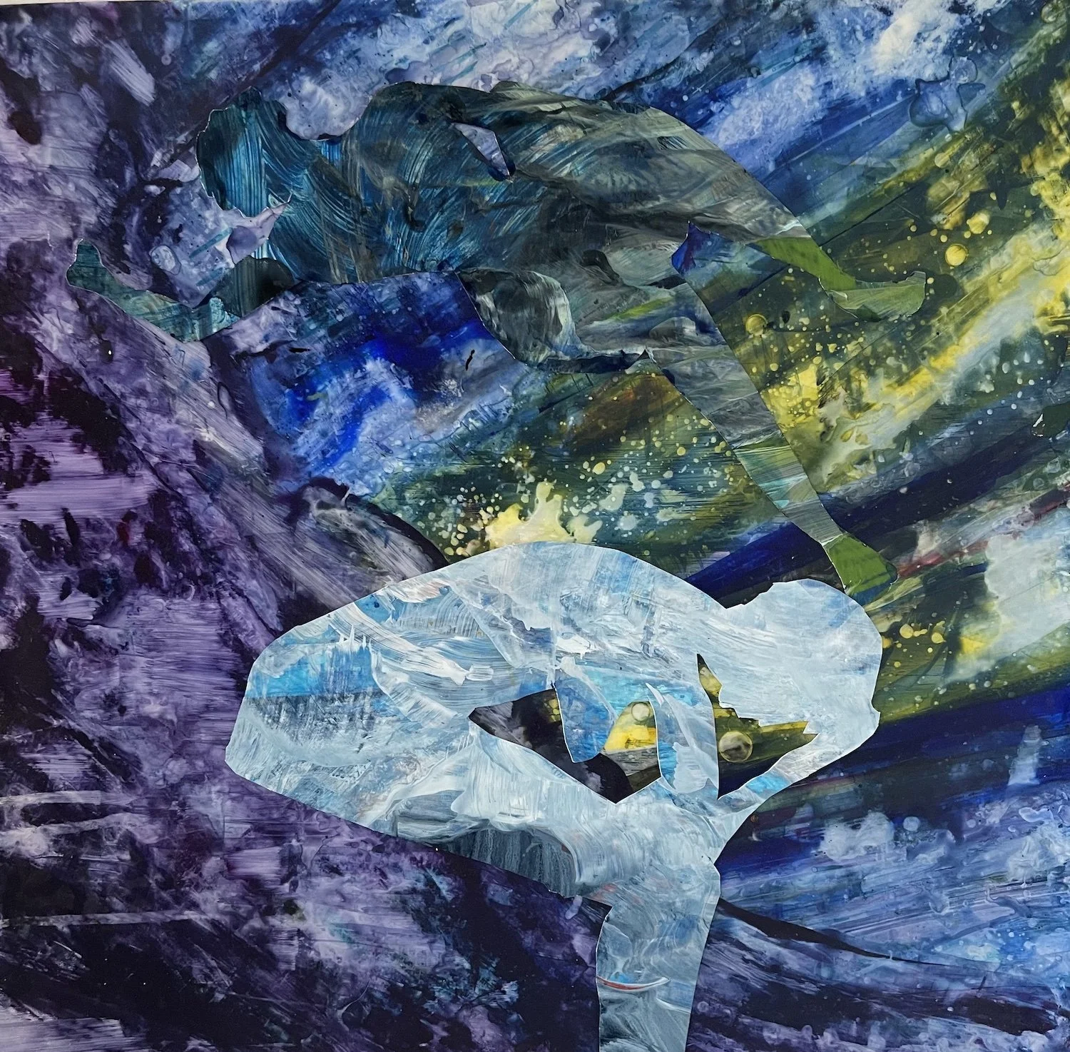 Imagined Places #7. Collage. Acrylic on vellum. 18” sq.