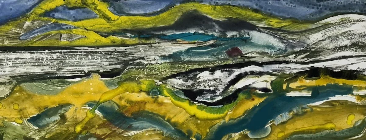  RESERVOIR 5. Watercolor monotype. 18 × 38 7/8” 