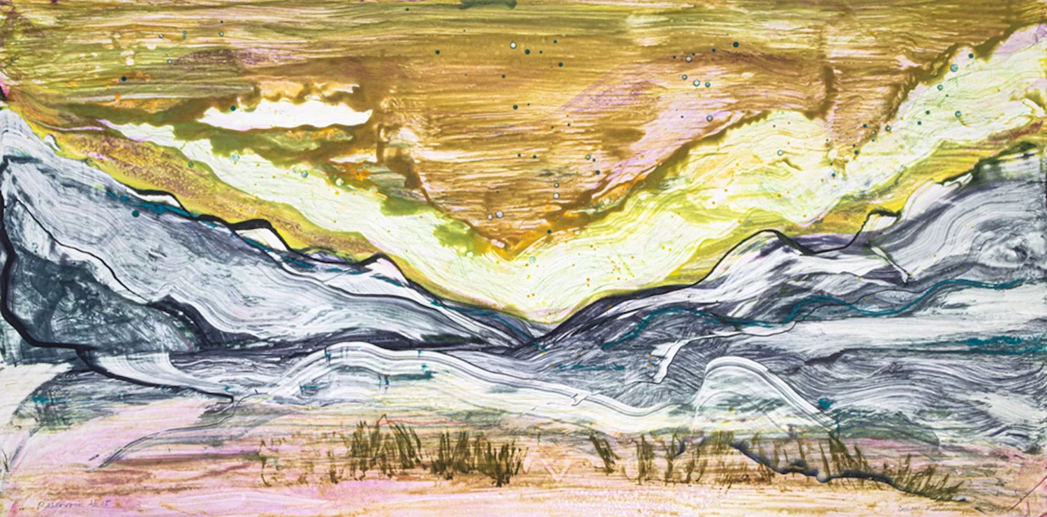  Reservoir 15. Watercolor monotype. 18 × 35” 
