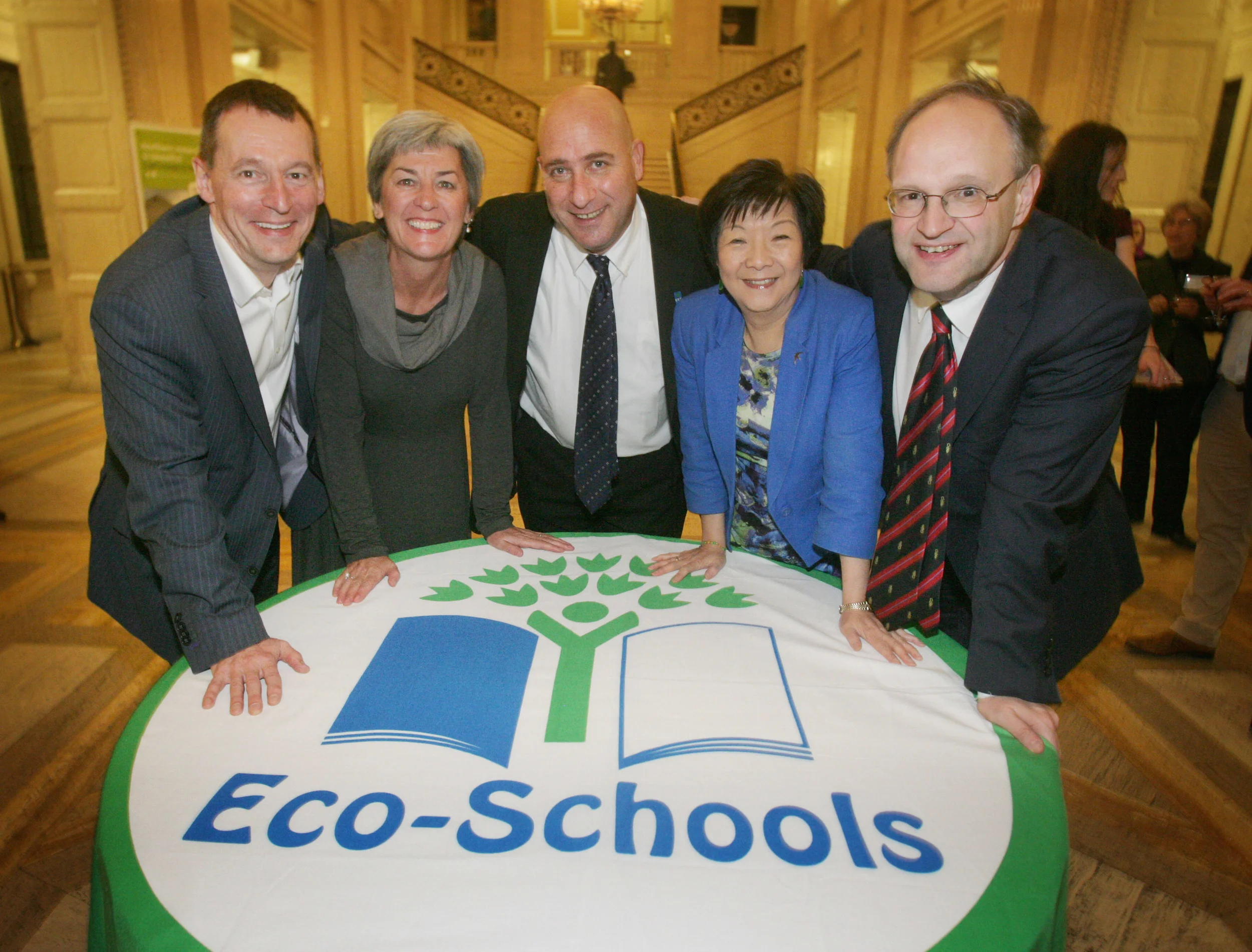 Pictured from left to right are Dr Ian Humphreys, CEO Keep Northern Ireland Beautiful; Bríd Conneely, International Director of Eco-Schools; Daniel Schaffer, CEO Foundation for Environmental Education; Anna Lo MLA, Chair of the Environment Committee; and David Weir MLA, Chair of the Education Committee.