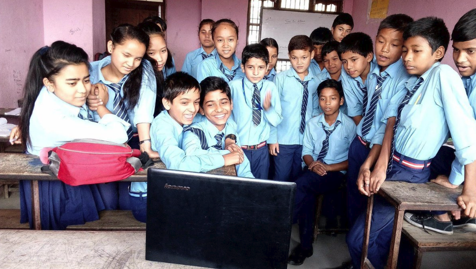  Children at Shree Tika Vidyashram School learning about reducing waste. 