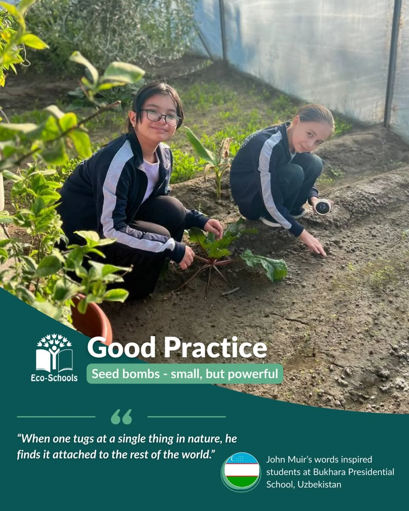 Spotlight on Eco-Schools in Uzbekistan 🌱🇺🇿

At Bukhara Presidential School, students turned a challenge into an opportunity. After noticing a patch in their greenhouse where plants wouldn&rsquo;t grow, they came up with a simple yet brilliant so
