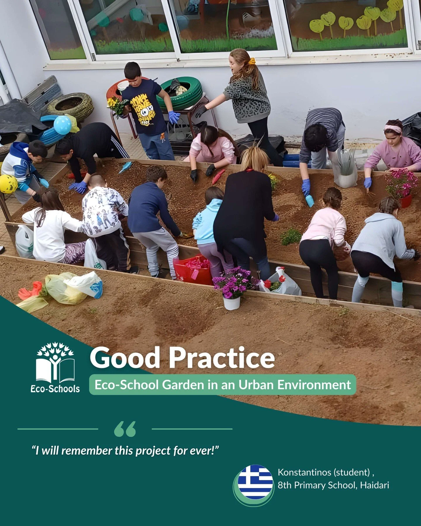 From concrete to green 🌿

At the 8th Primary School of Haidari, Greece, students are transforming an urban school space into a thriving Eco-School garden, combining nature, creativity and STEM learning. Students explored plant biology, built biodome