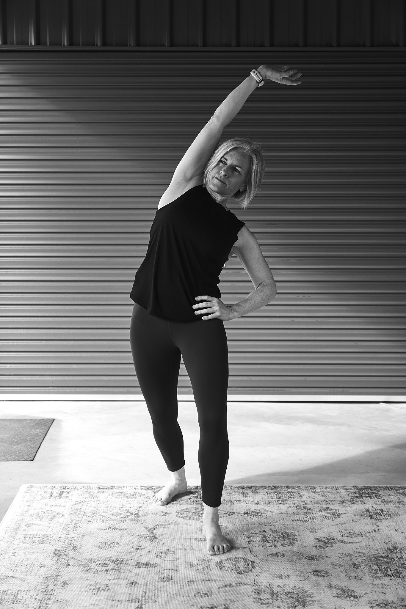 a woman over 40 working on stretching for diaphragmatic breathing benefits