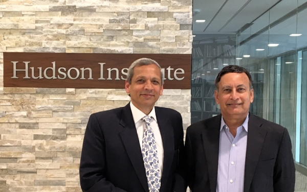 Ambassador Haqqani and Ajai Shukla before the event