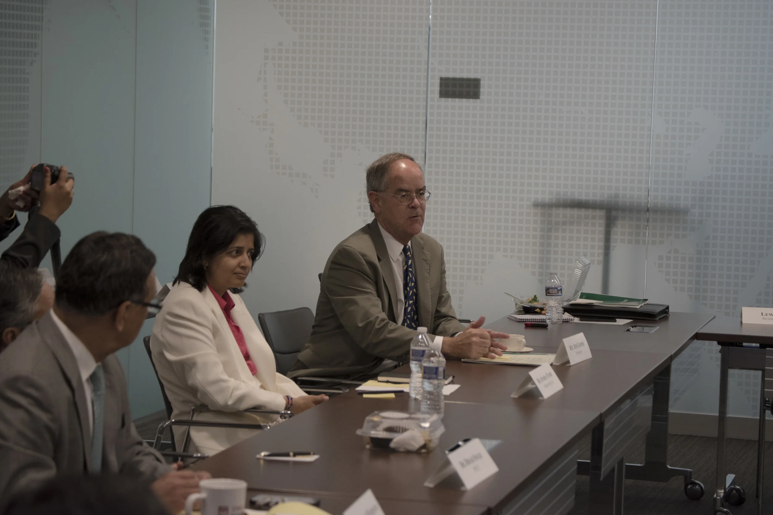 L-R: Ambassador Husain Haqqani, Dr. Aparna Pande, Congressman Jim Cooper