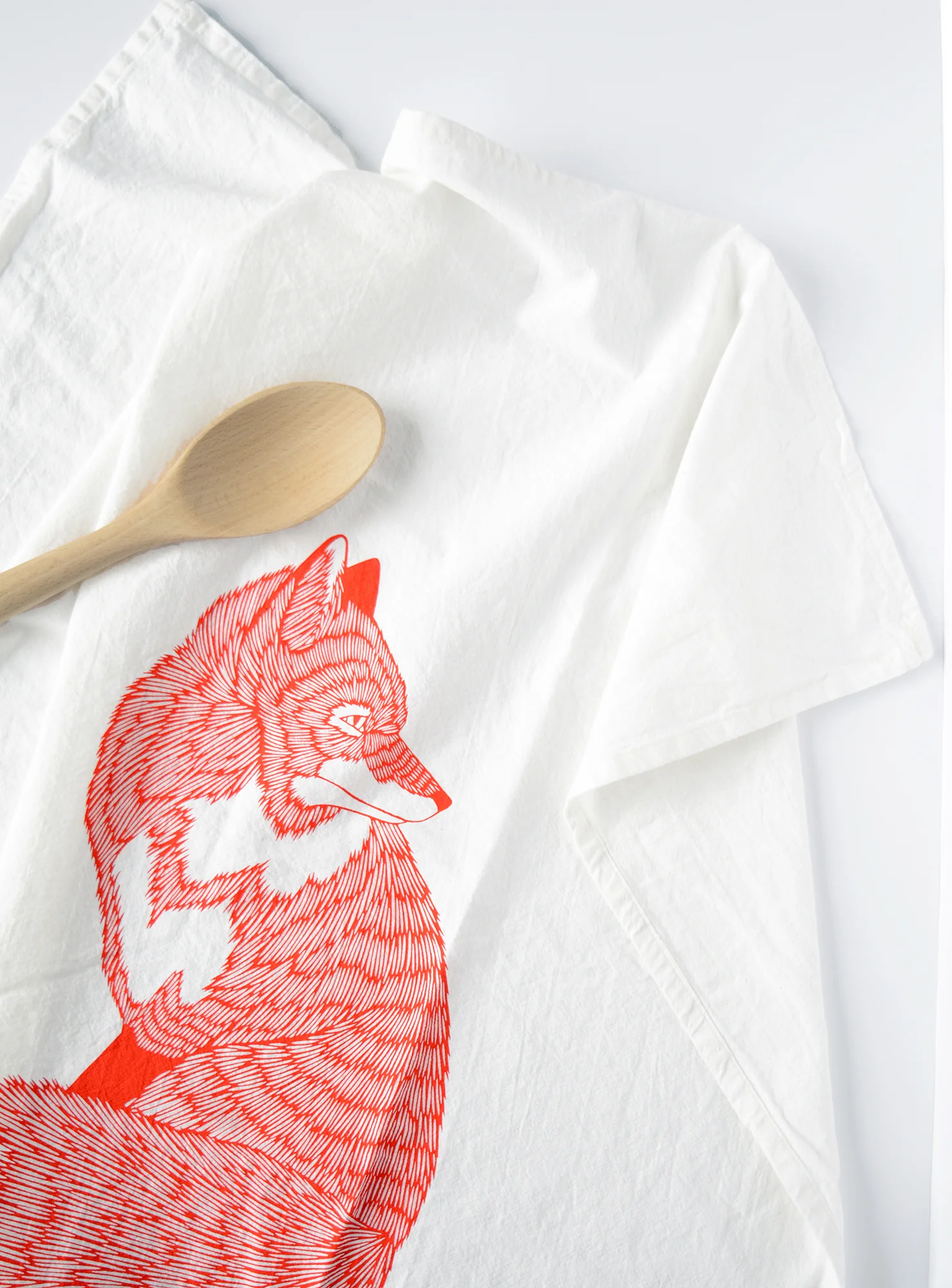 Fox tea towel