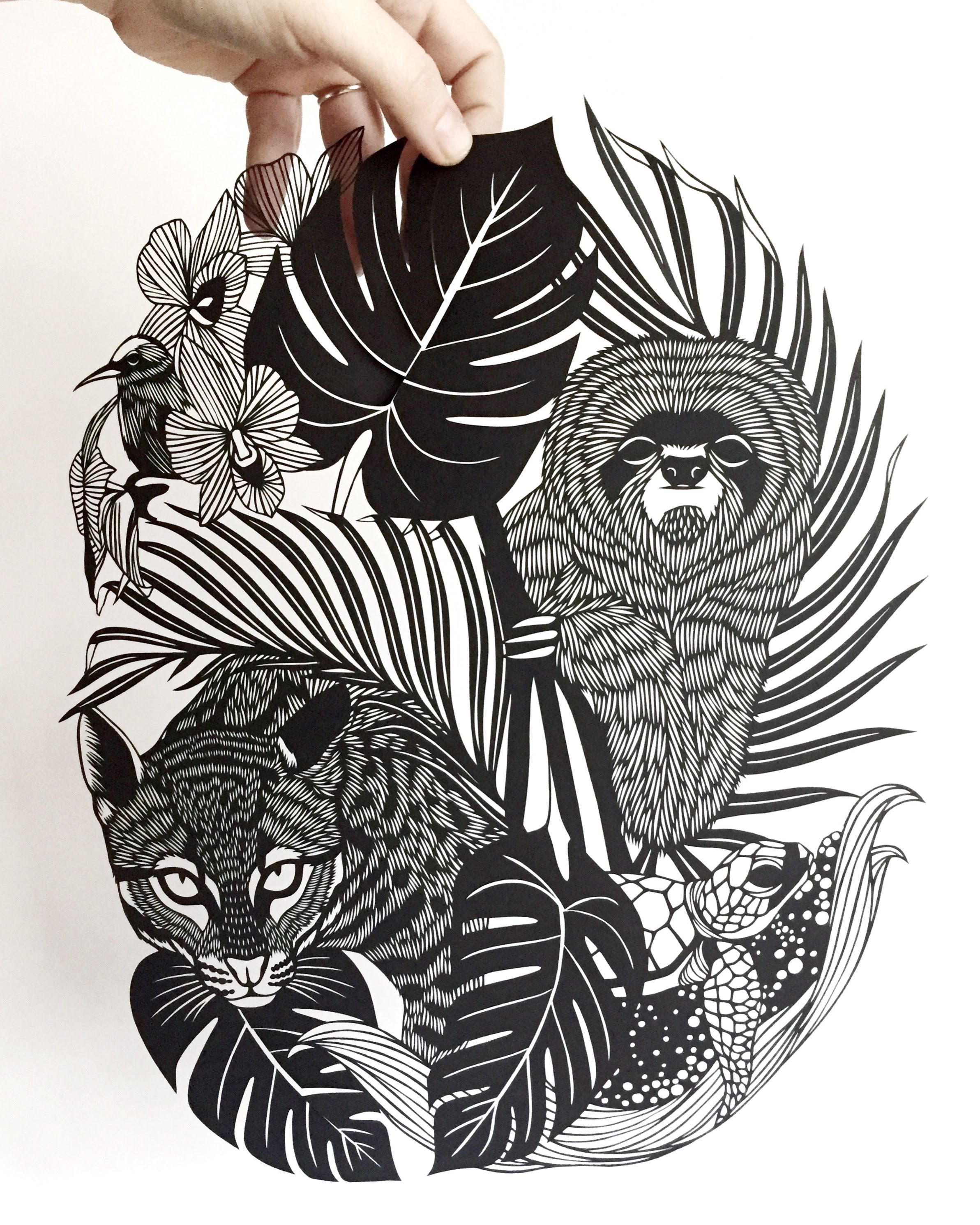 Beginning Sunday 12/16 we will be auctioning off this papercut piece and a papercut commission by Bird Mafia artist Emily Brown.
