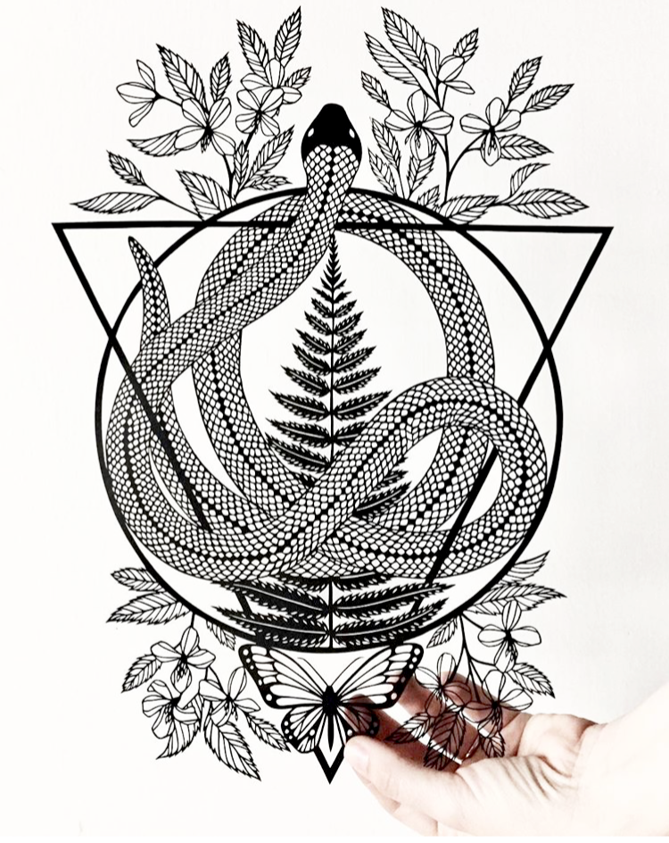 Original papercut snake by e l brown