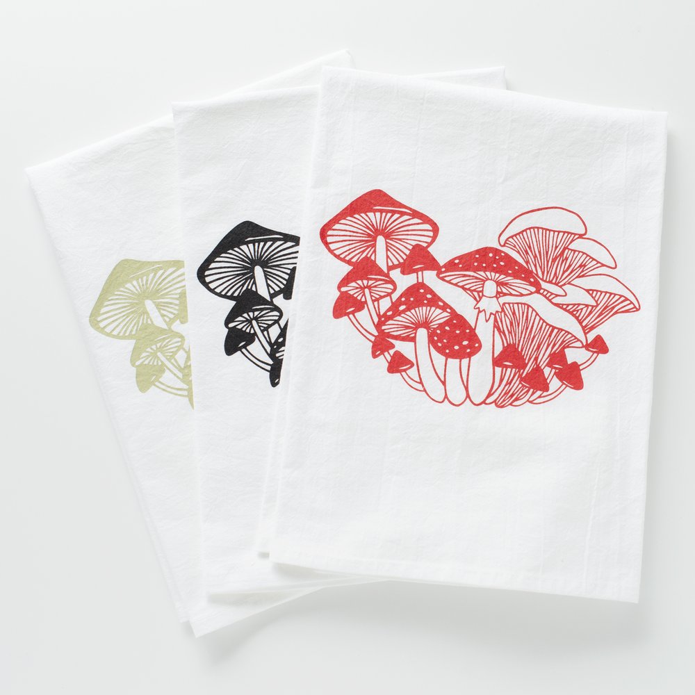 Mushroom Cotton Tea Towel - Navy – Indio Durham