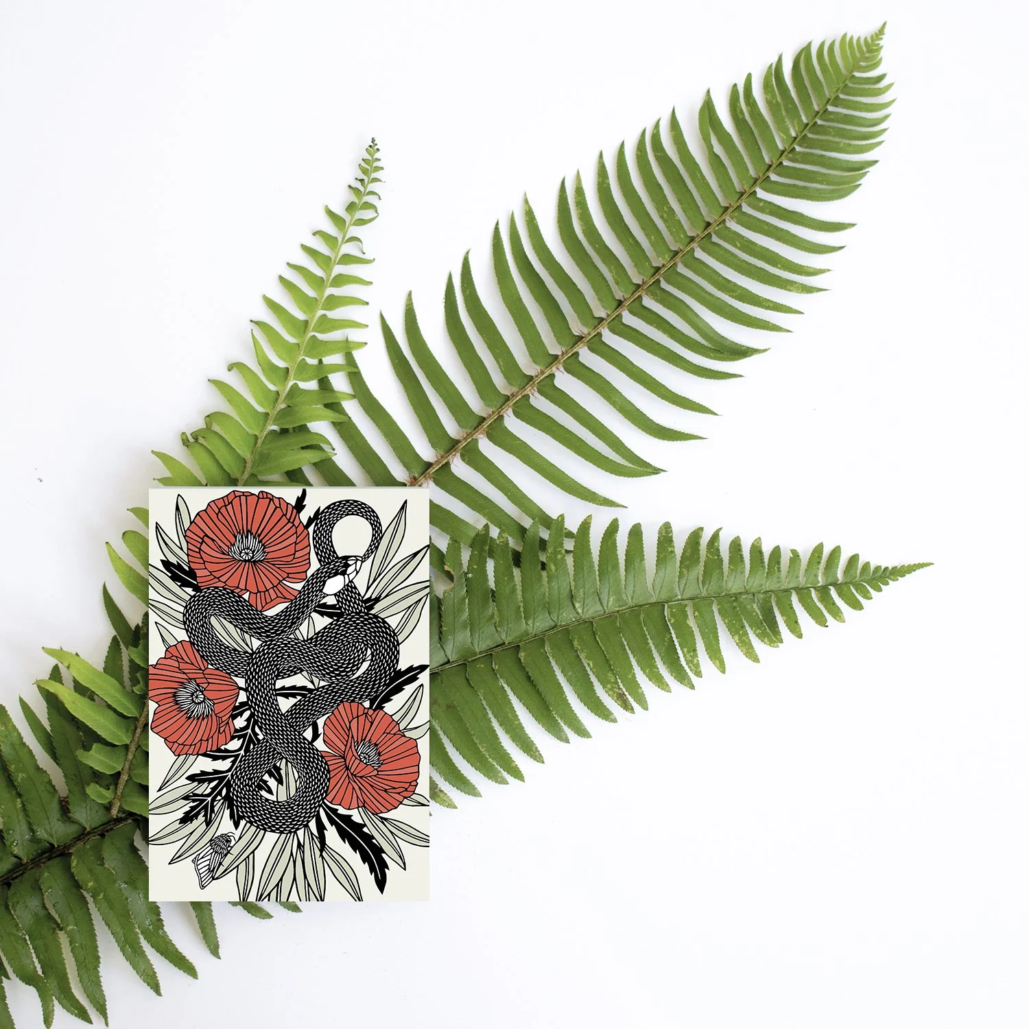 Ouroboros papercut art postcard