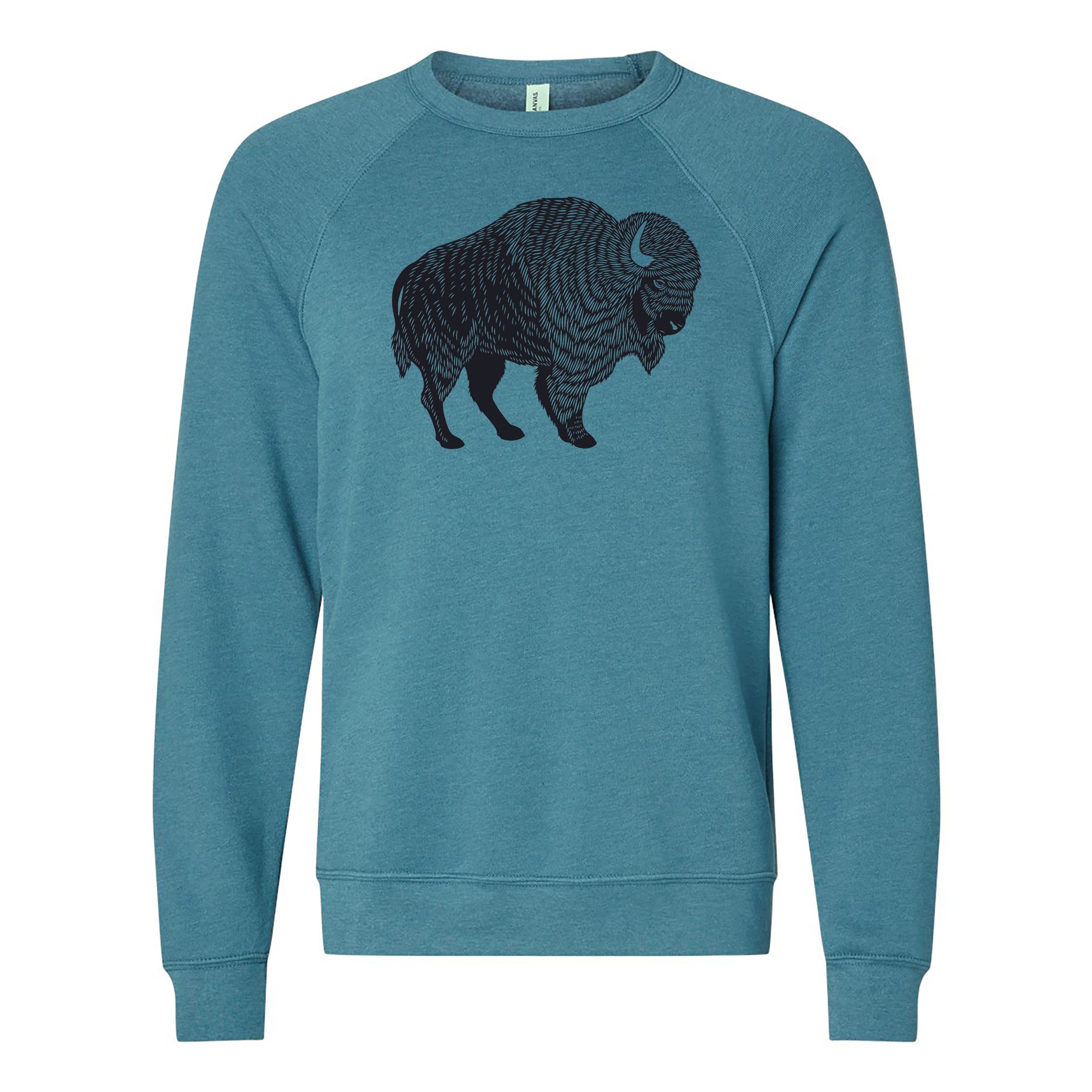 Bison crew sweatshirt DEEP TEAL.jpg