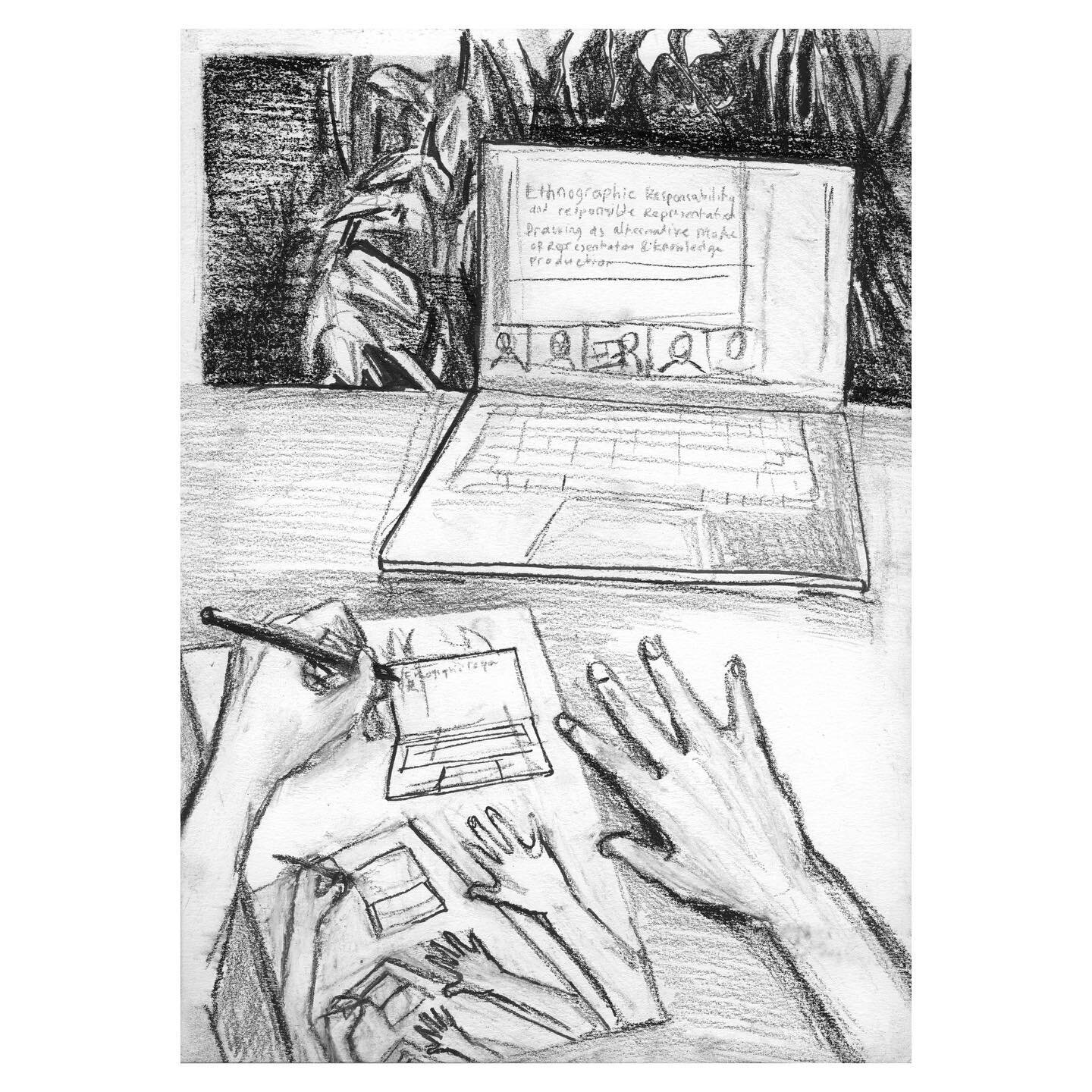 &ldquo;An anthropologist drawing anthropologists talking about drawing in anthropology&rdquo;
// charcoal on paper, 2021

#ASA2021 #conference #drawing #socialscience #visualethnography #visualstorytelling #graphicanthropology #alternativeethnography