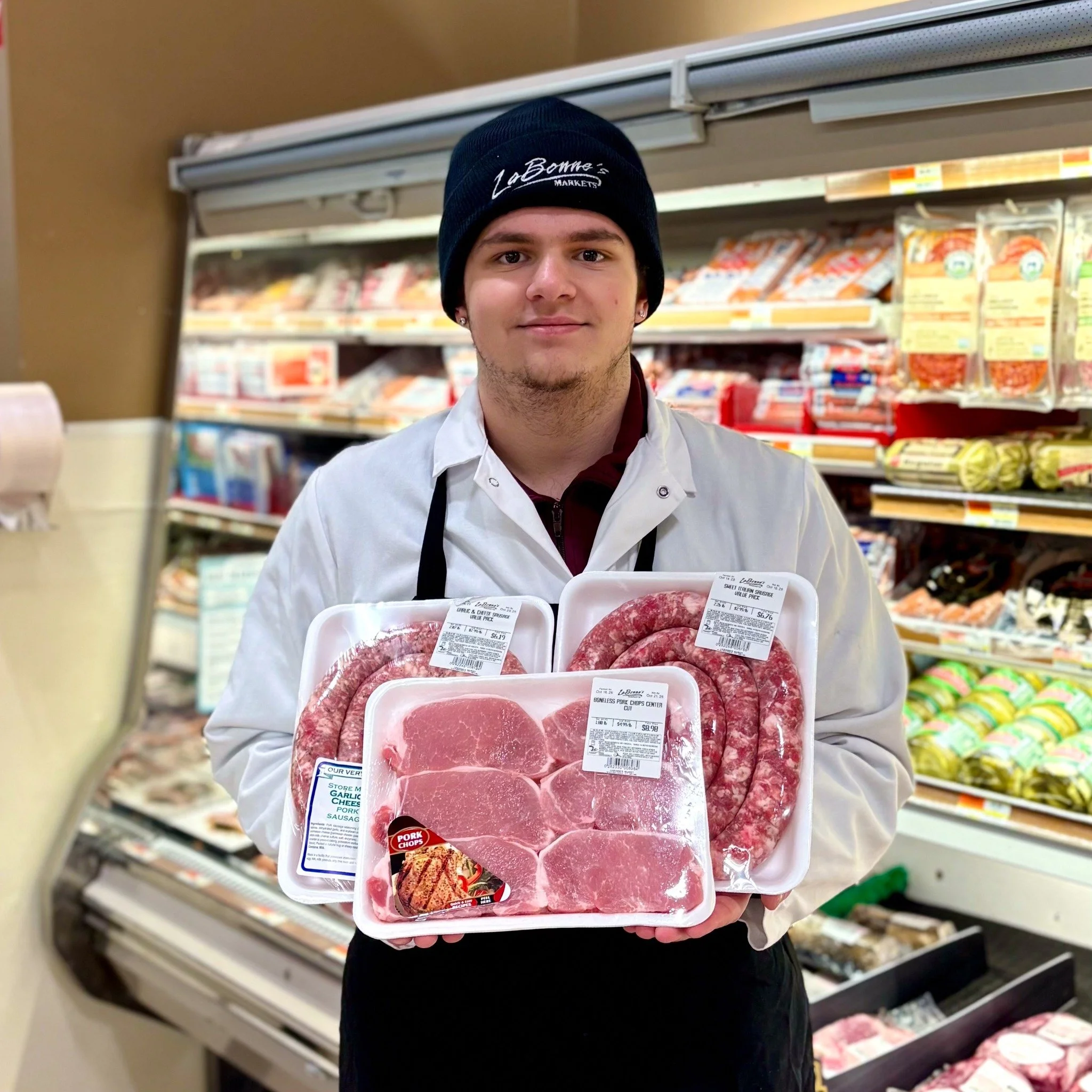 Ever try our store made sausage? Our decades old recipe still holds up and we have great flavors like garlic &amp; cheese, sweet, and hot! We also have family pack boneless pork chops on sale, both of these are just $2.99/lb. Our Porktober sale runs 