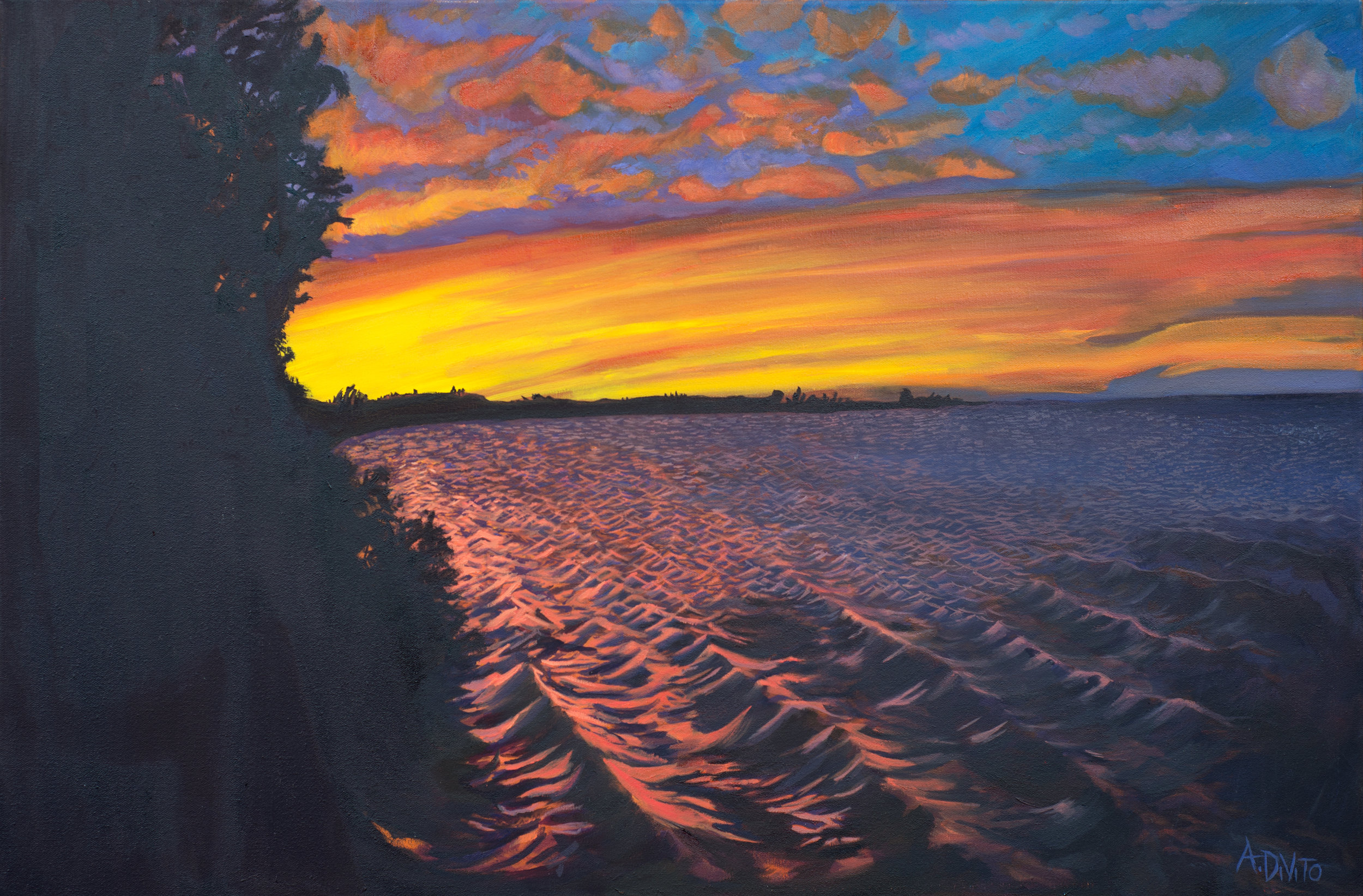 Lake Huron sunset over Port Austin, Michigan