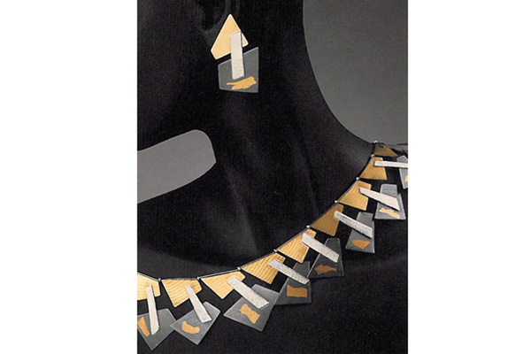   Choker and Earring , 1988, sterling silver, 18k gold and 24k gold overlay 
