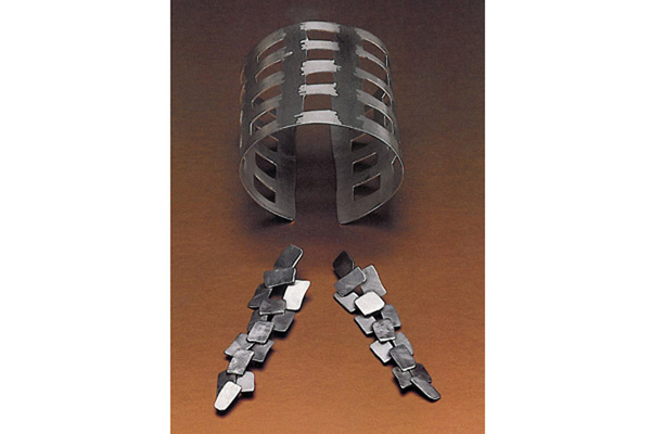   Cuff and Earrings,  &nbsp;1992, sterling silver, 3x2x2.75 inches (cuff) and 3.5x1 inches (earrings)  
