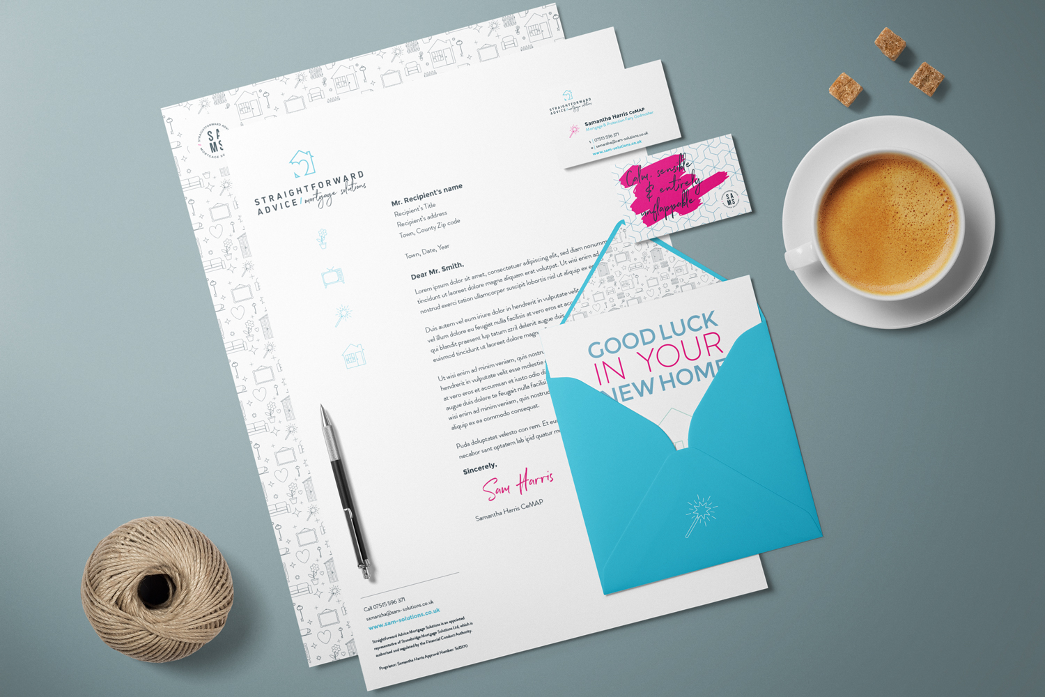 Straightforward Advice Mortgage Solutions, brand identity and logo design by Ditto Creative, boutique branding agency Kent