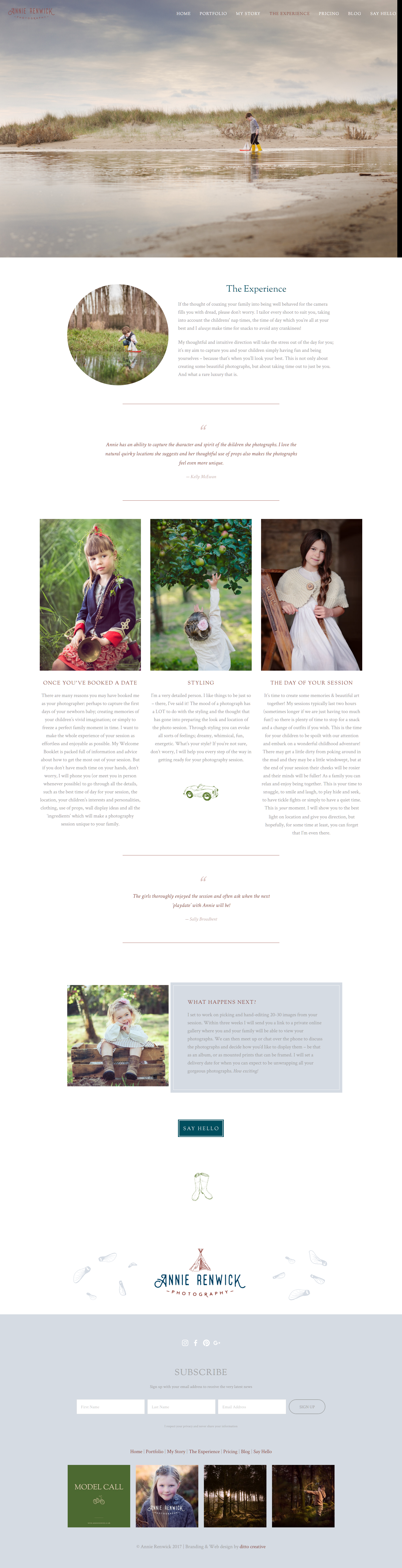 Annie Renwick fine art childrens photographer website design by Ditto Creative, branding agency in Kent, squarespace web design