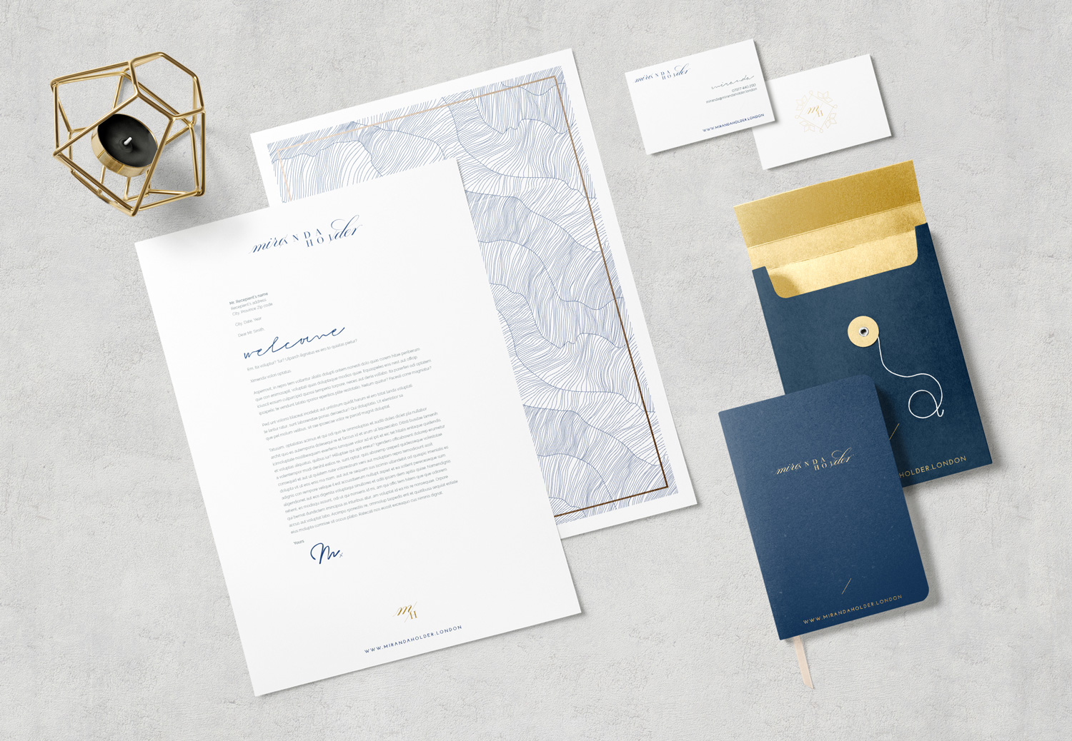 Miranda Holder London, high end fashion stylist and personal stylist, logo design and brand identity by Ditto Creative, Kent