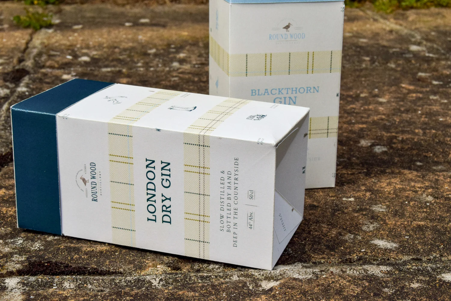 Round Wood Distillery, Cambridgeshire gin brand, logo design and brand identity by Ditto Creative, branding agency Kent