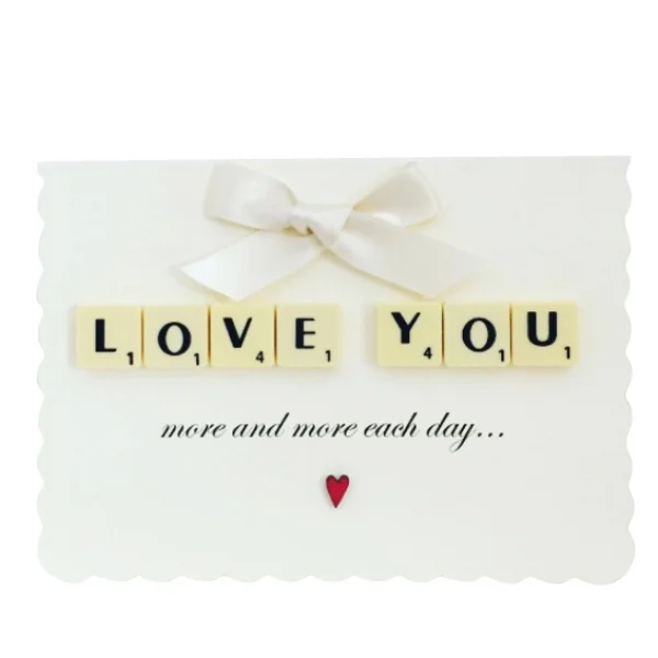 Love You Handmade Scrabble Valentines Card
