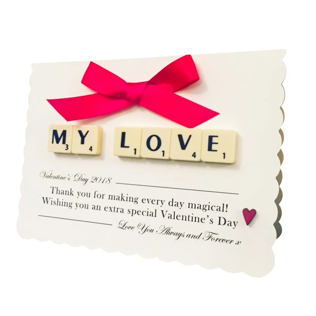 Scrabble Valentines Cards Personalised for Him