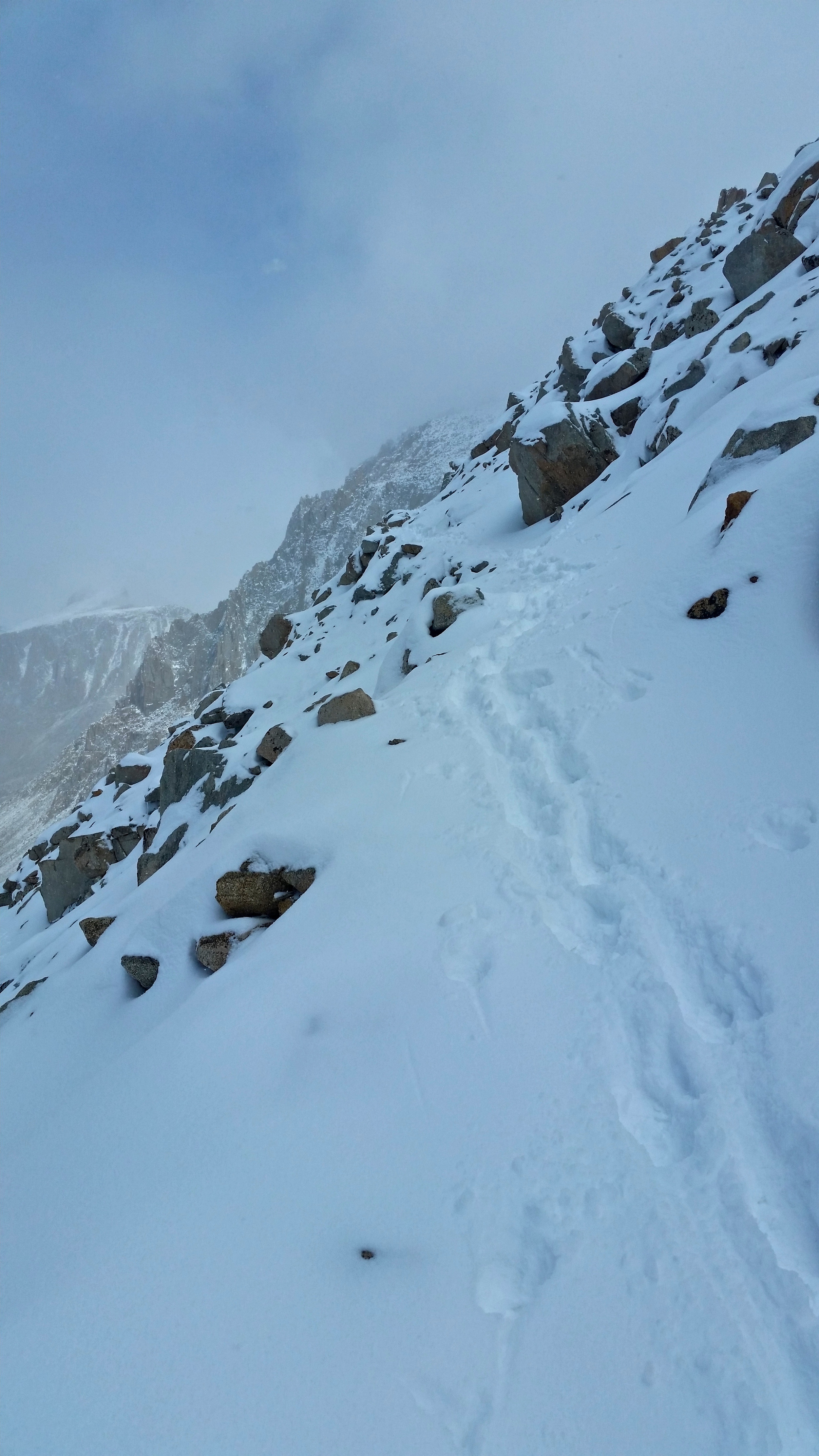 Making tracks on Mt. Whitney. Thank you Apple Pie and Lizard! 
