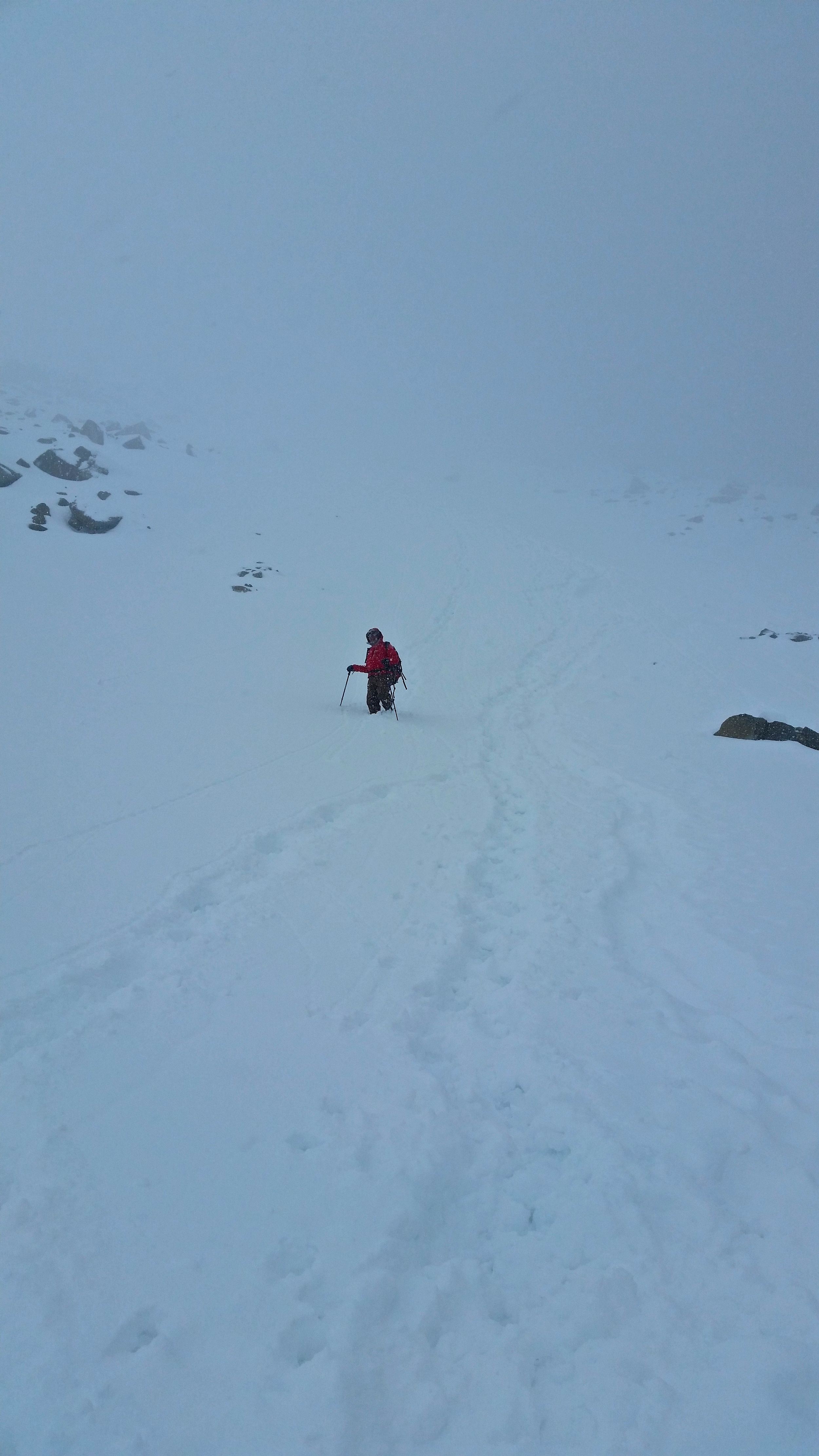 Aleksandr a wonderful Russian Mountaineer Guide making his way down the chute