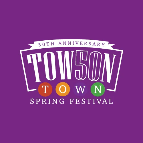 Towsontown Spring Festival 50th Anniversary Logo Purple