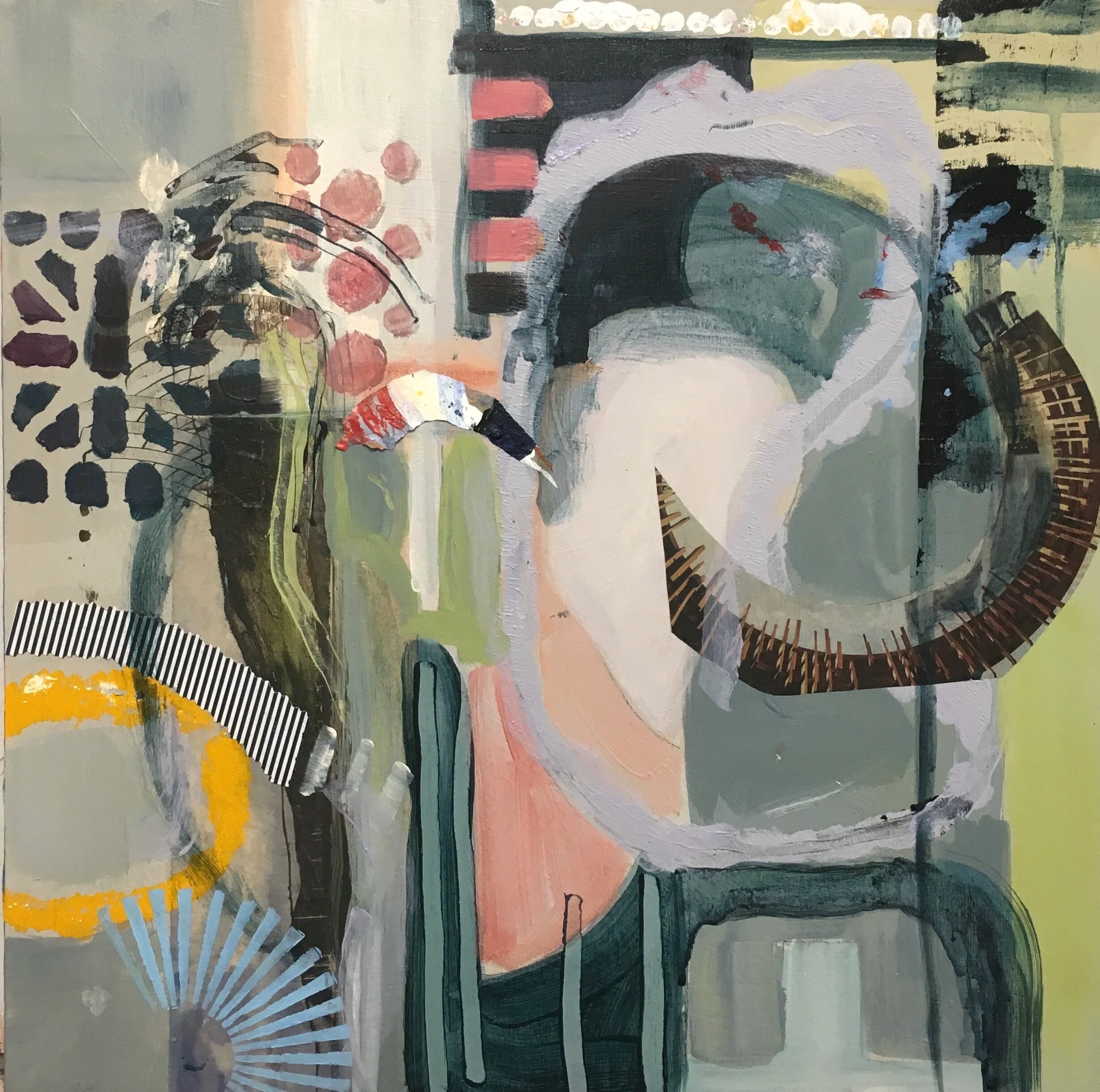   Dream Catcher , mixed media on wood panel, 18 x 18 inches 