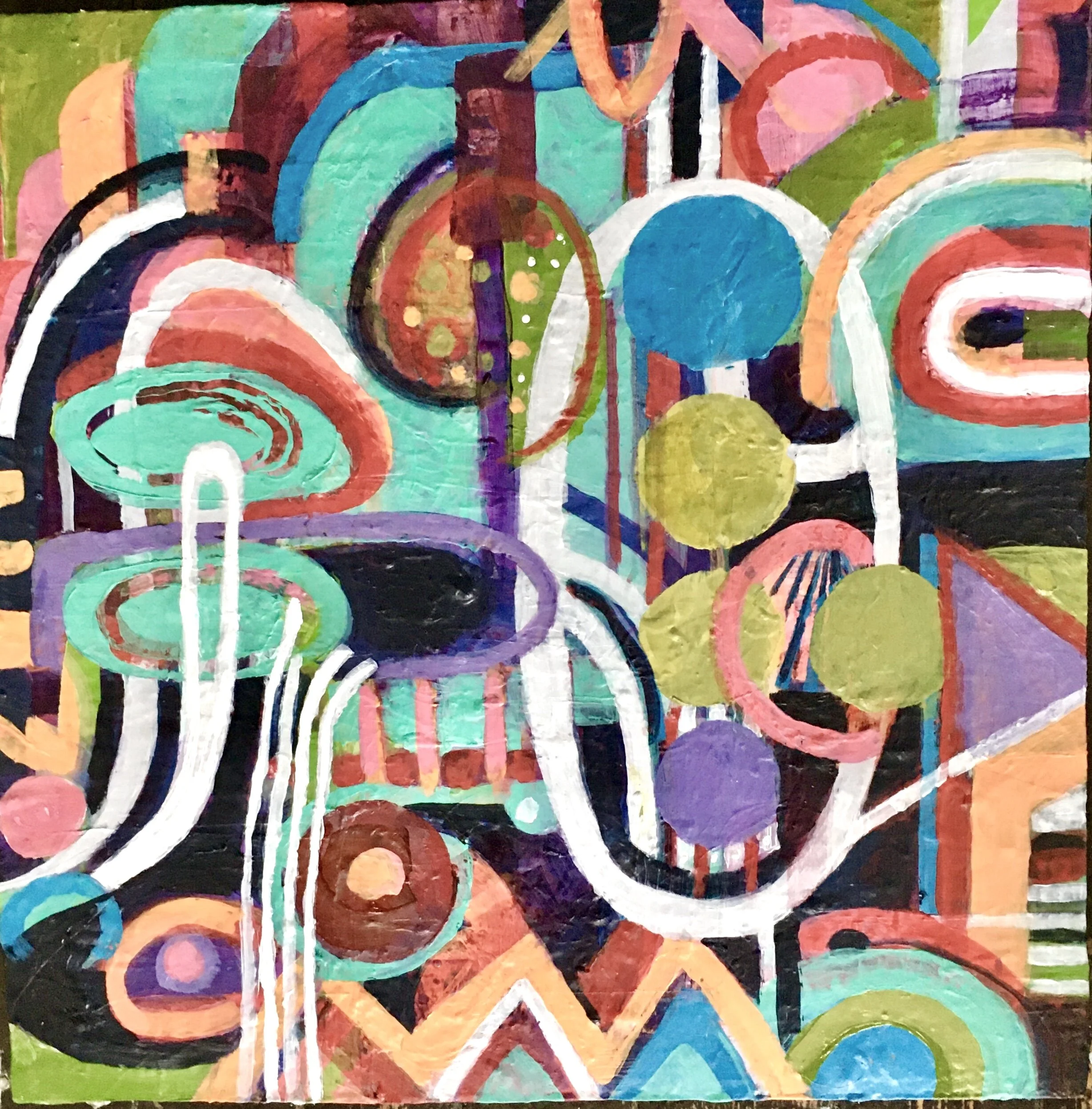   End Game , acrylic on wood panel, 18 x 18 inches 