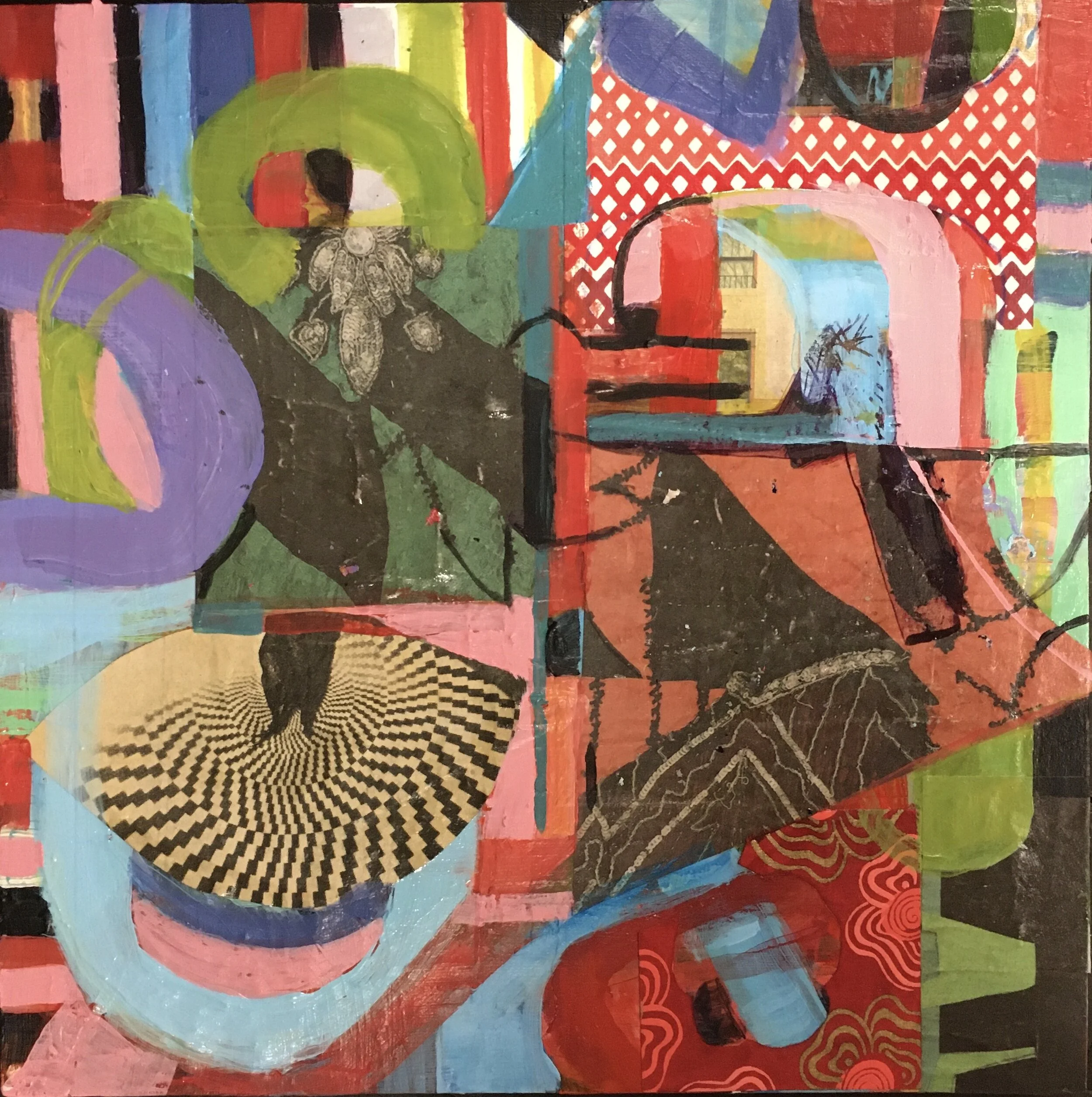   Mind's Eye , mixed media on wood panel, 12 x 12 inches 