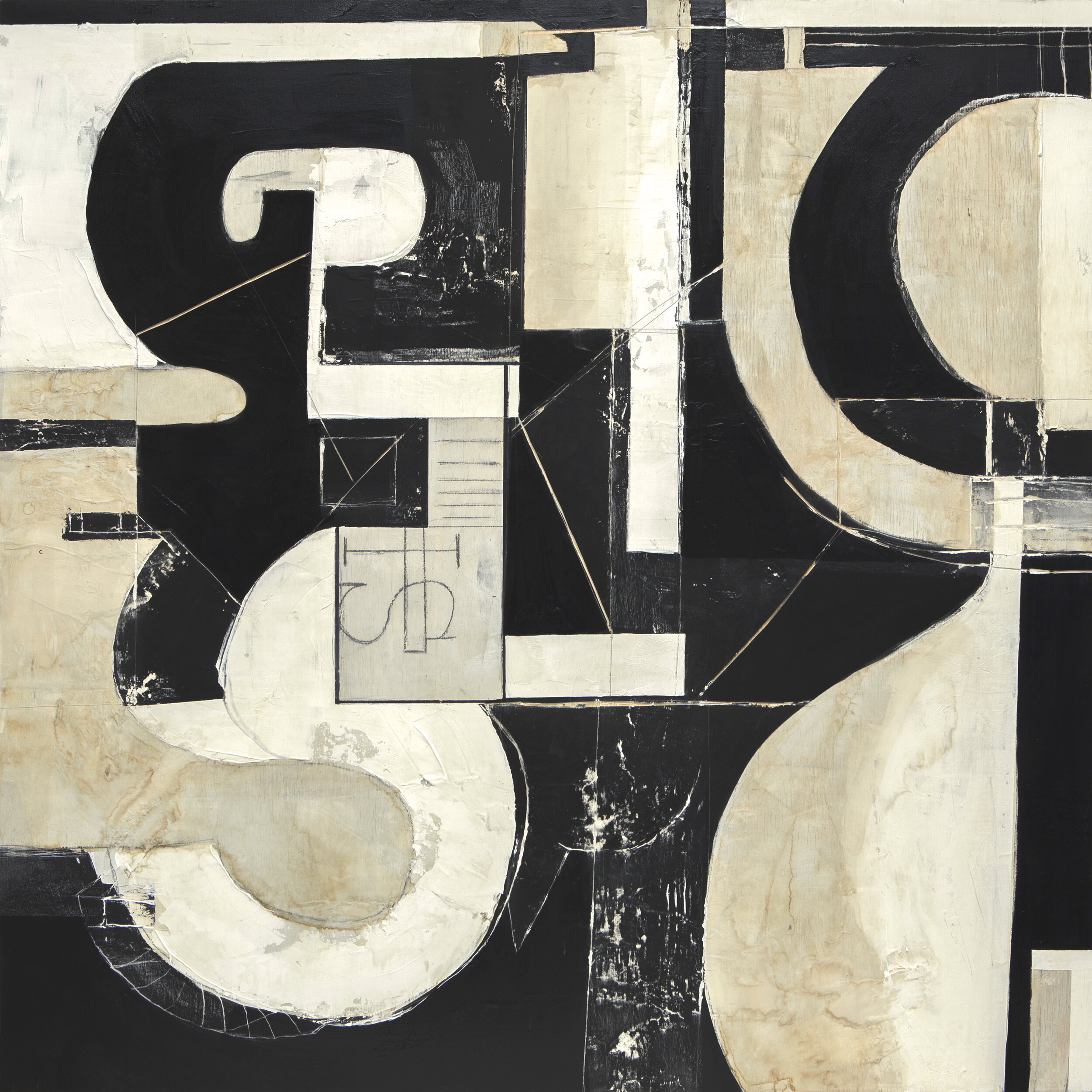 Roma , mixed media on wood panel, 36 x 36 inches