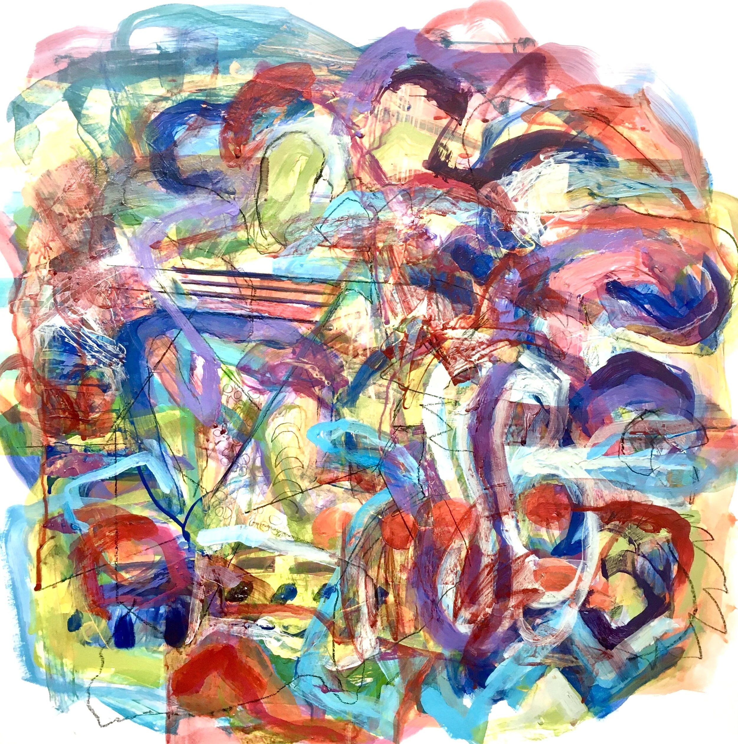   Splash , acrylic on paper, 20 x 20 inches 