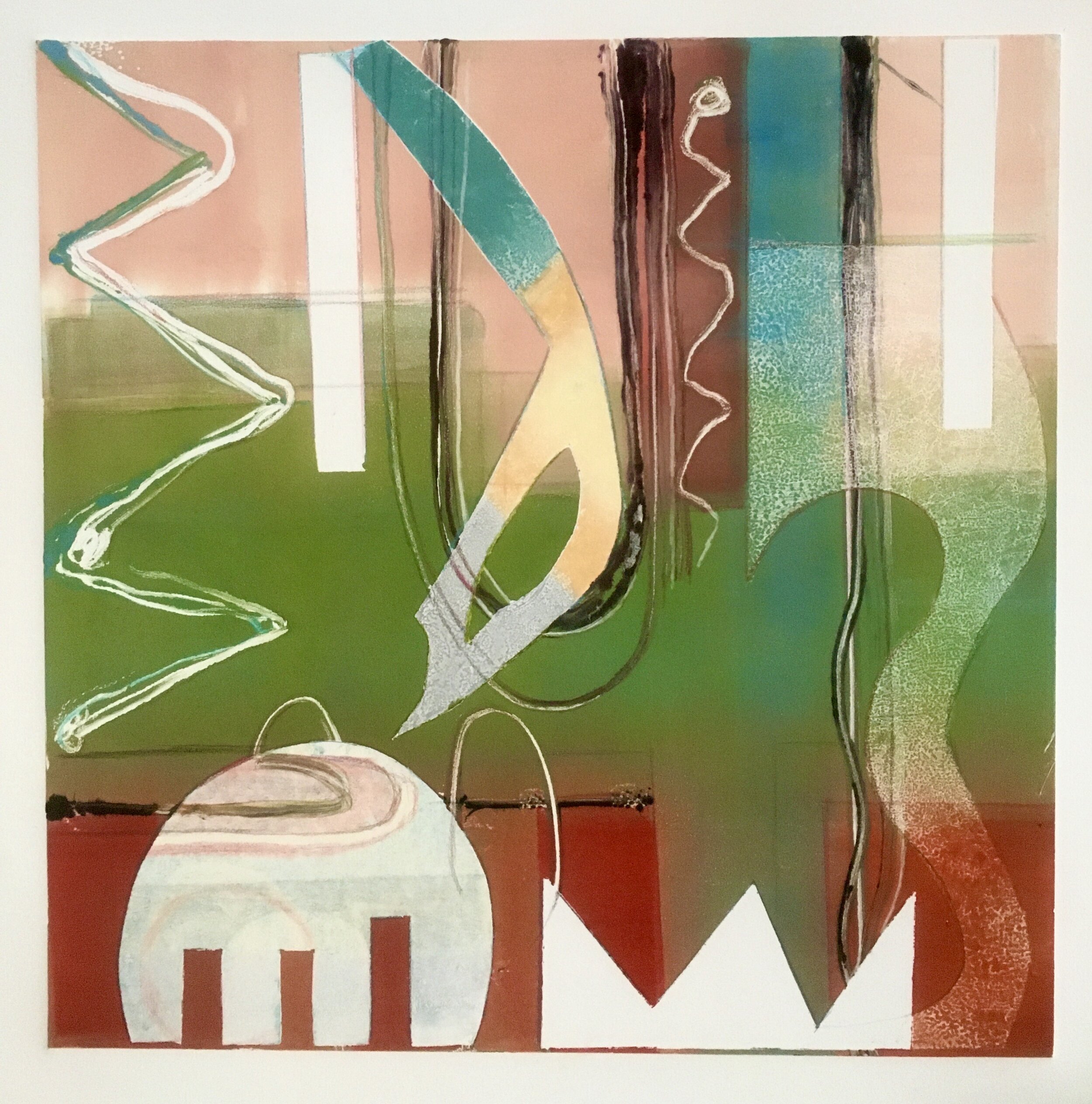   Time Traveler , monoprint, 18 x 18 inches 