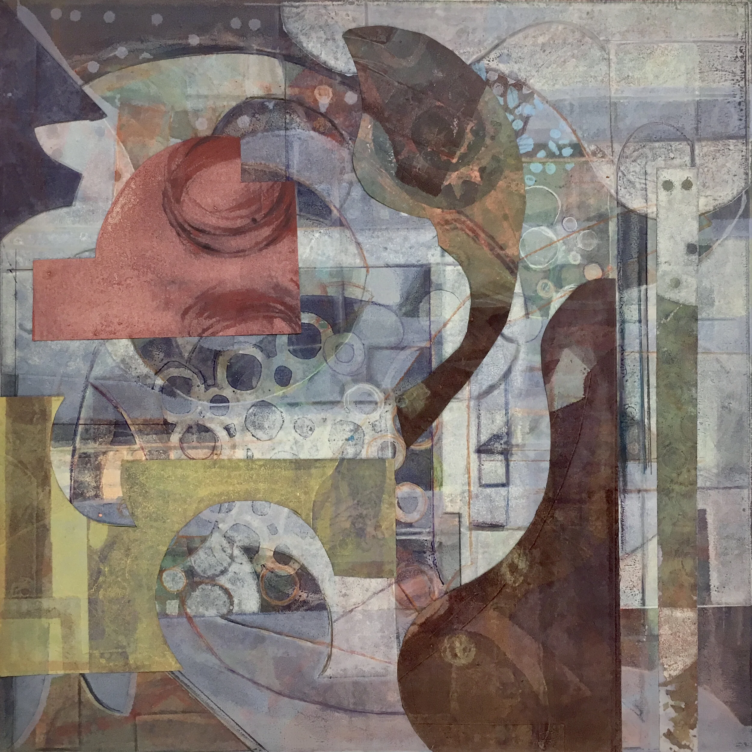   Submerged , monoprint, 18 x 18 inches 