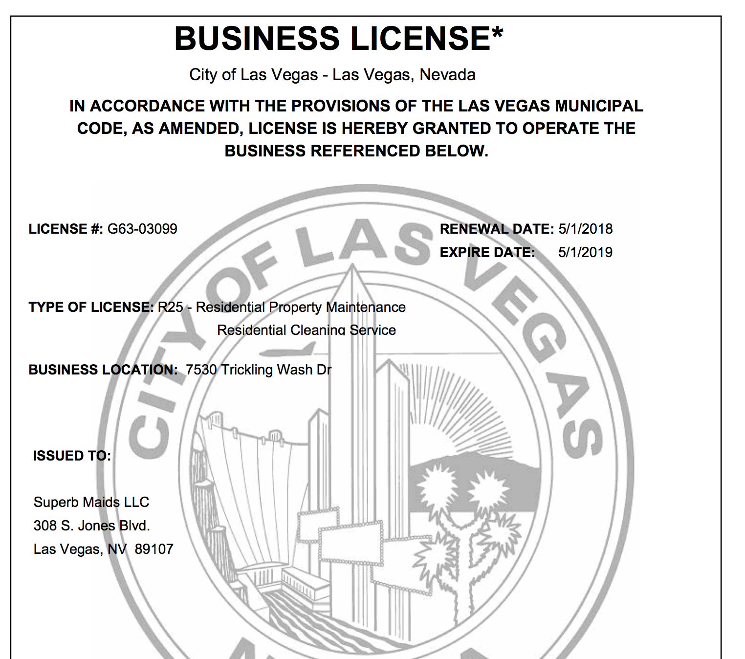 las vegas nevada business license search