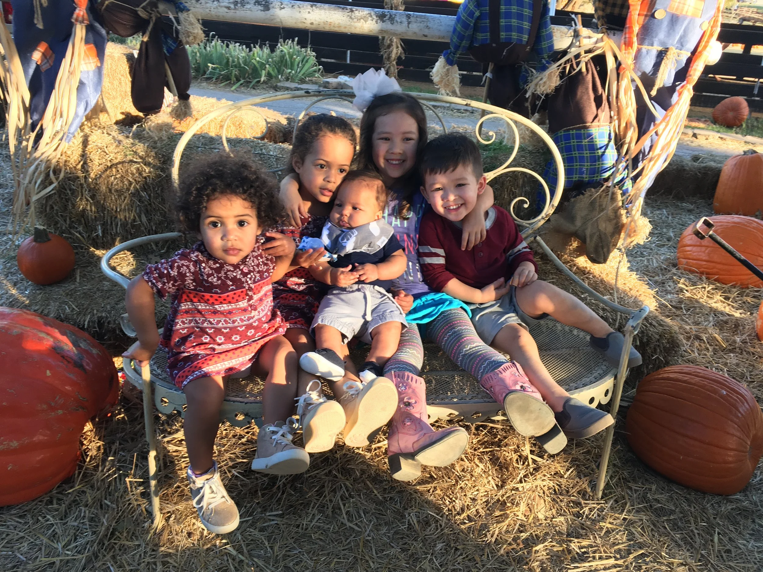 Kate (19 months), Adde (3 years old), Preston (2.5 months old), Emma (4 years old), Grayson (3 years old)