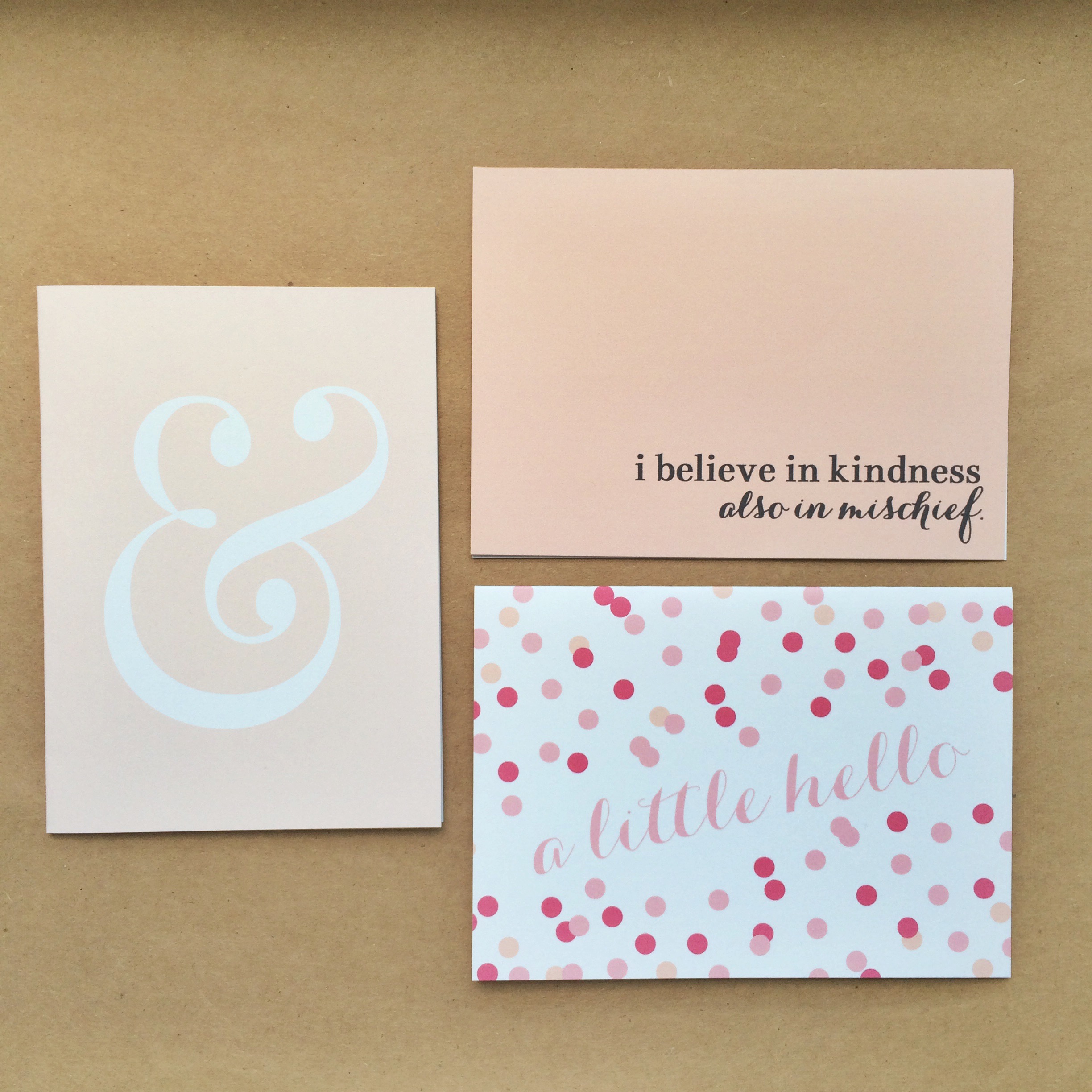 Blush Ampersand, Peach Mischief &amp; A Little Hello Notecards&nbsp;| $1.50