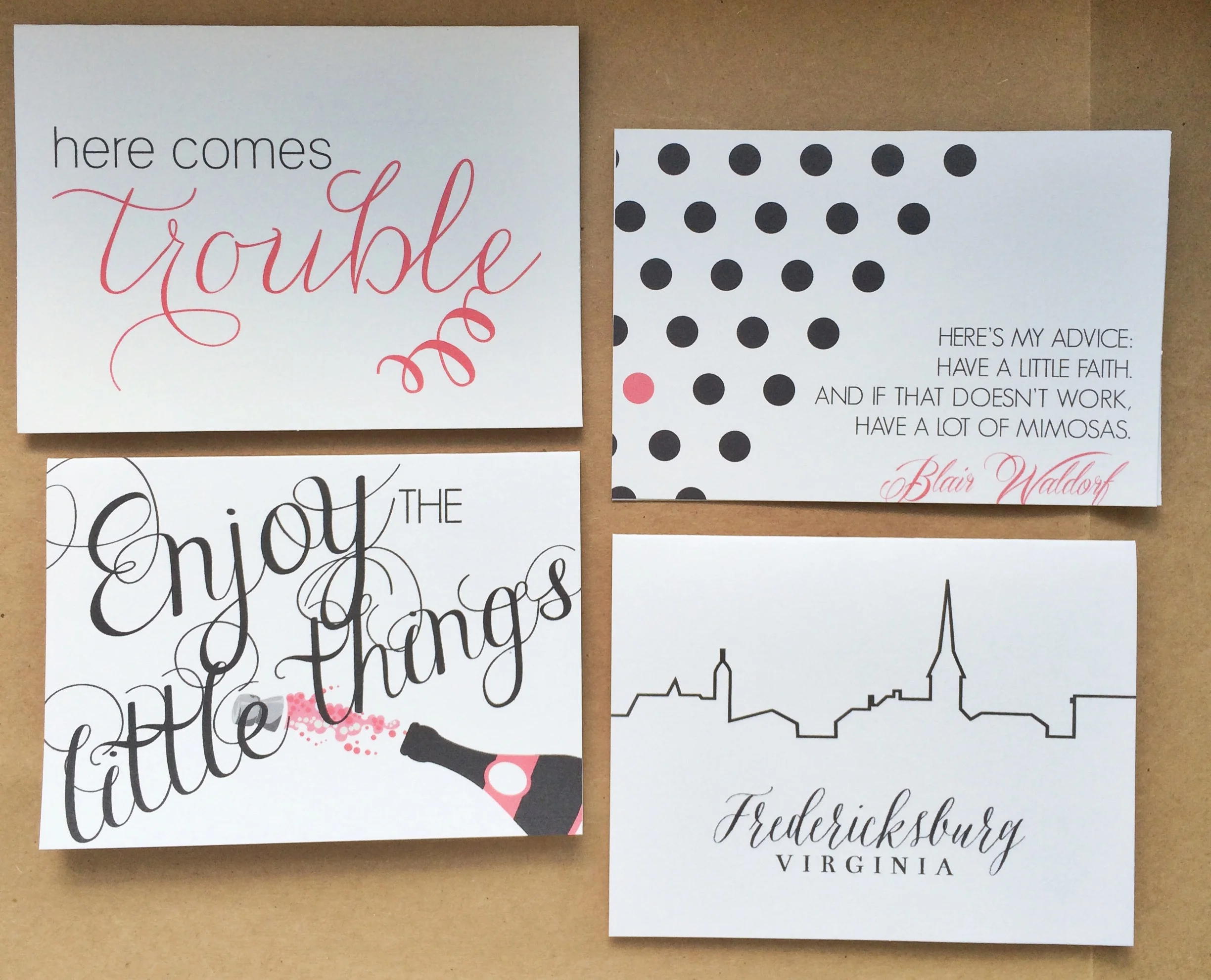 Here Comes Trouble, Blair Waldorf, Enjoy the Little Things, Fredericksburg, VA&nbsp;Notecards | $1.50