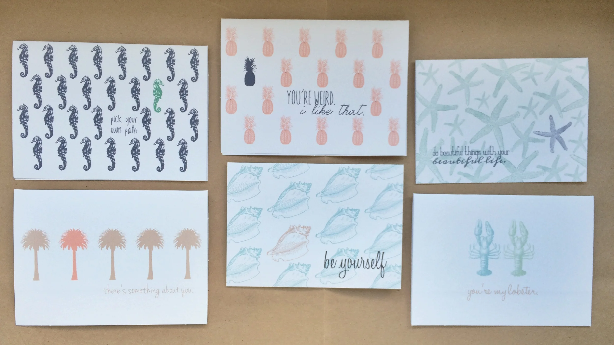Pick Your Own&nbsp;Path, You're Weird, Beautiful Life, Something About You, Be Yourself, Lobster&nbsp;Notecards | $1.50