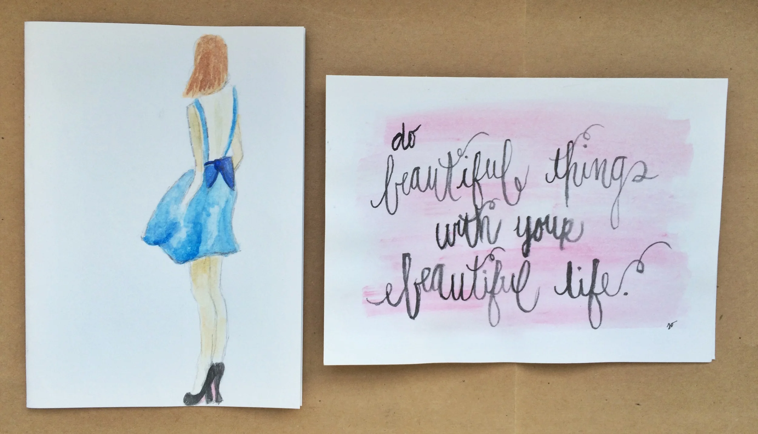 Girl Watercolor, Beautiful Life Watercolor&nbsp;Notecards | $1.50